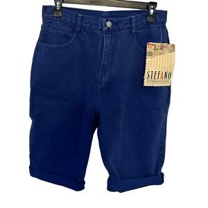 Vintage 90s Jean Shorts Stefano International High Waist Blue Denim Women 12 NEW